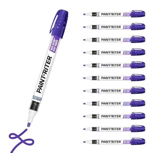 Markal Paint-Riter+ Valve Action Marker, Purple, 12-Pack | Permanent, Fast-Drying, Low-Chloride Hybrid Paint thumbnail 1