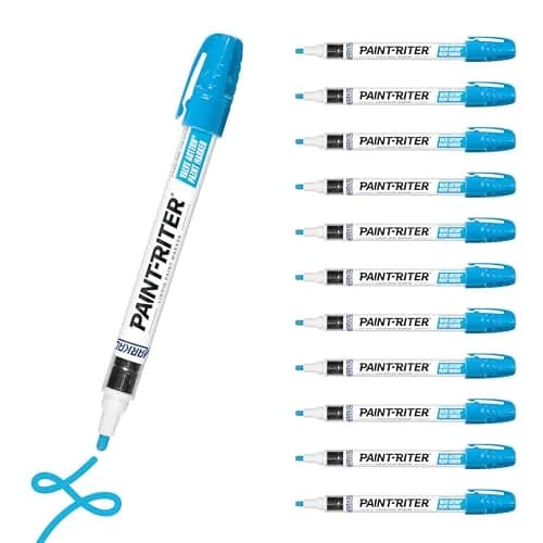 Markal Paint-Riter+ Valve Action Marker, Light Blue, 12-Pack | Permanent Paint Marker for Versatile Surfaces thumbnail 1