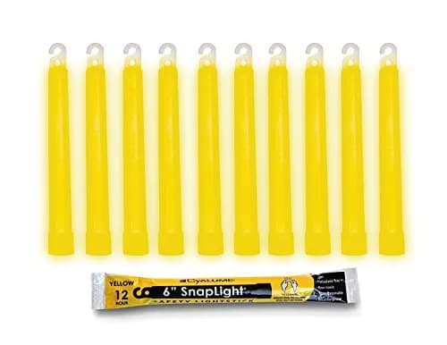 Cyalume Yellow Survival Glow Sticks - 10 Pack, 6" Long, 12-Hour Duration | Emergency Flares & Hiking Safety Gear thumbnail 1