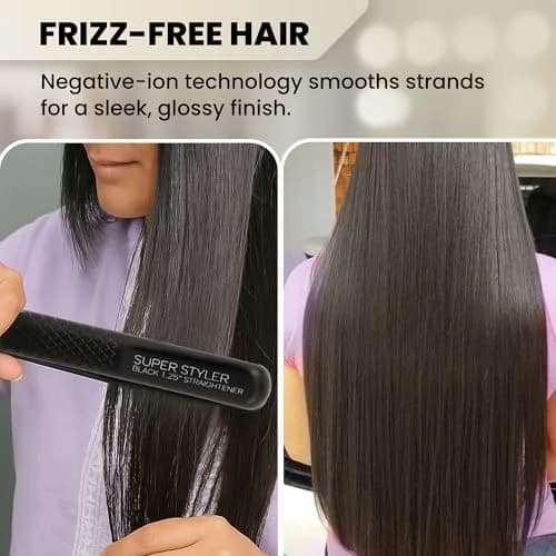 HerStyler Superstyler Onyx Ceramic Flat Iron - Travel Friendly - 1.25 inch | Salon Style, Negative Ion Technology thumbnail 6