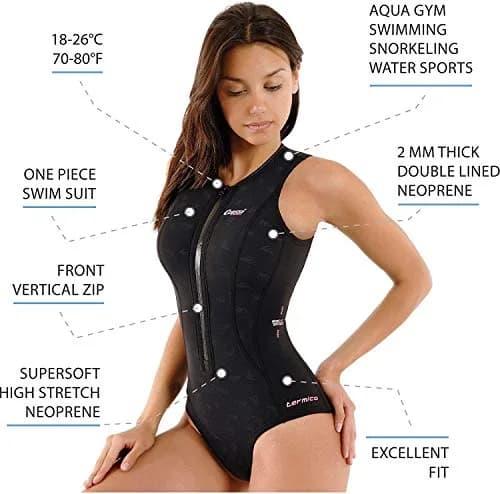 CRESSI Termico Lady, Black, S | 2mm Neoprene Wetsuit for Water Sports thumbnail 2