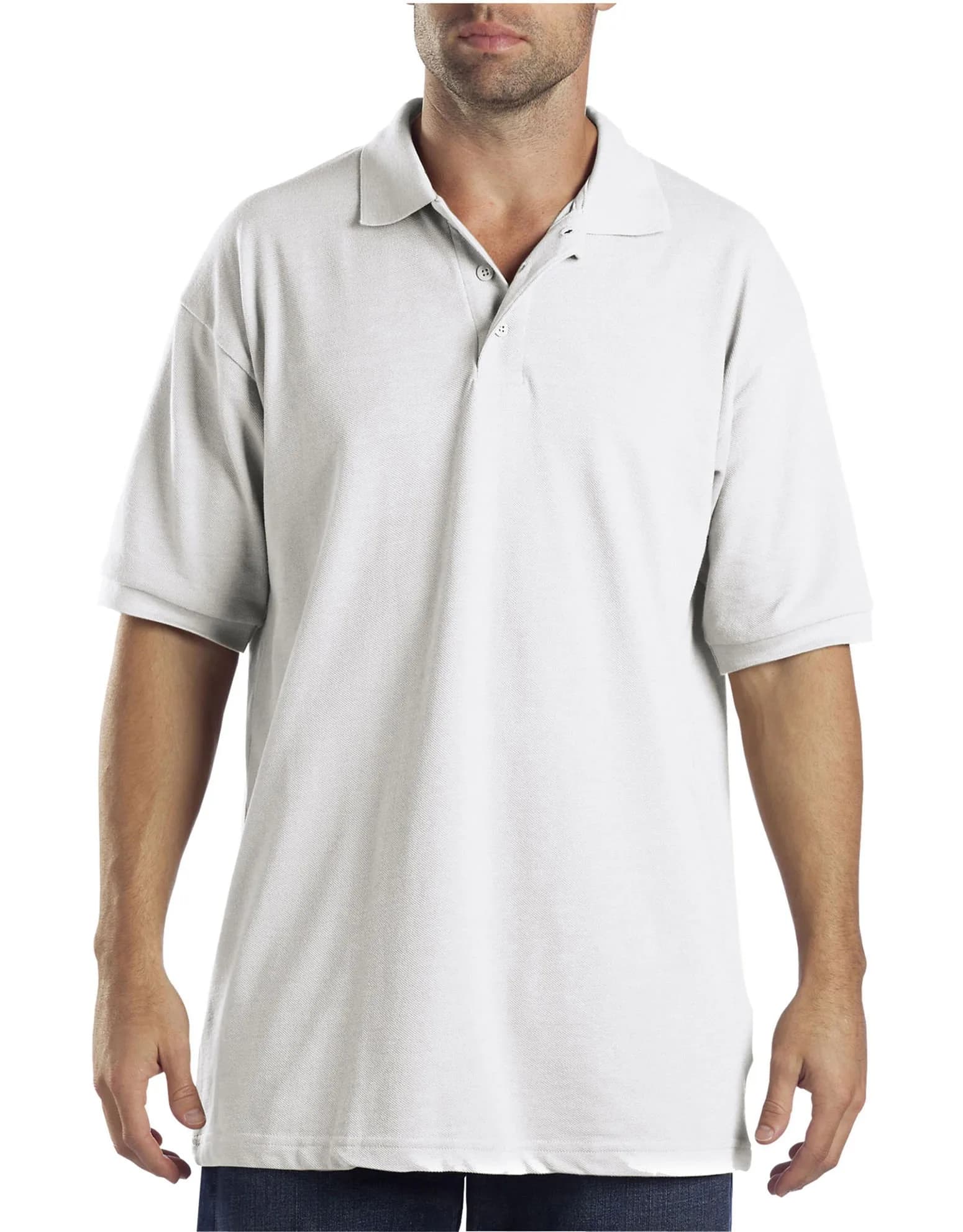 Dickies Short Sleeve Pique Polo Dark Navy Large | Classic Comfort & Style — White V1 / Large Tall