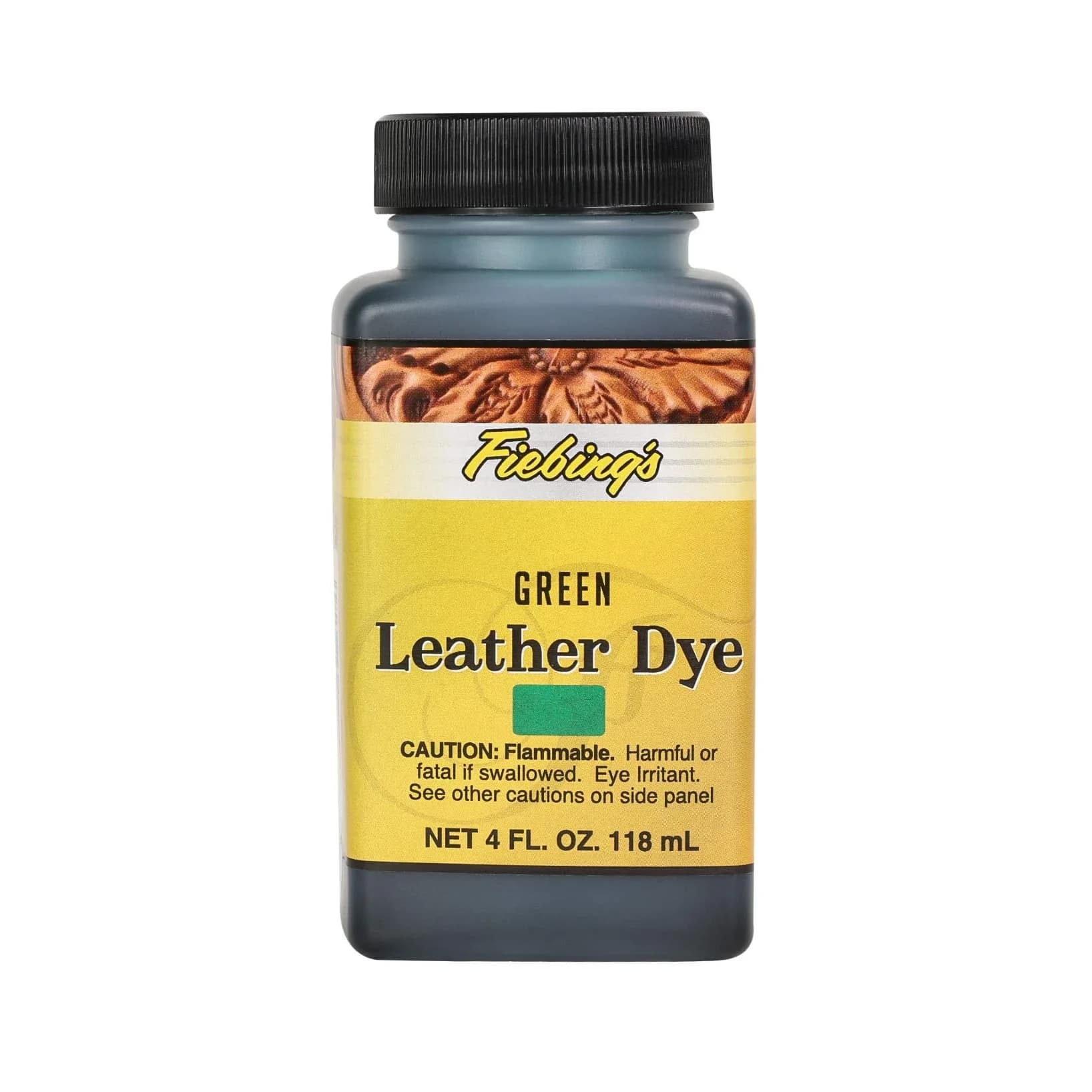 Fiebing's Leather Dye - Vibrant Green 118ml (4 fl oz) - Alcohol-Based Penetrating Dye for Leather & Wood - main product image