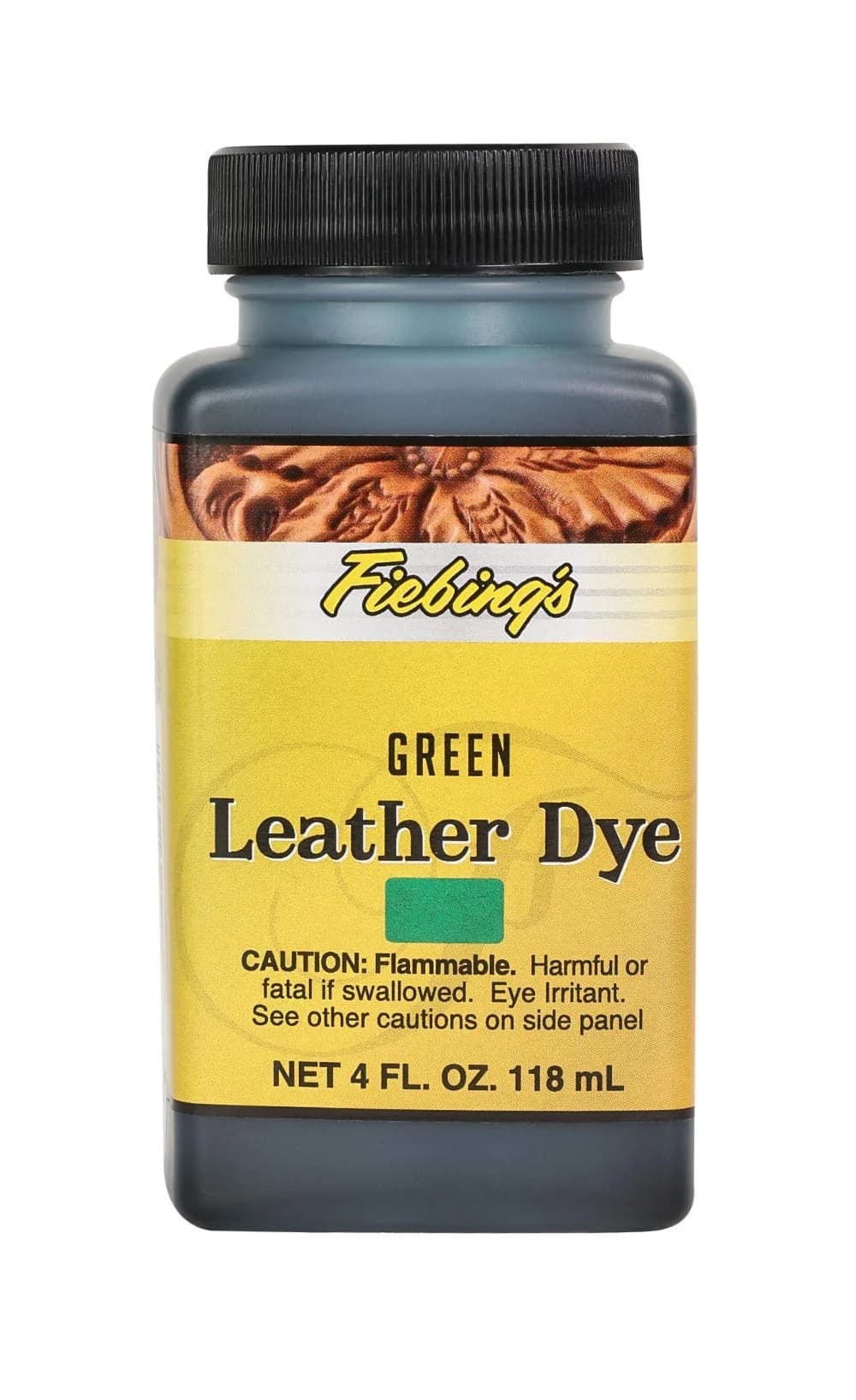 Fiebing's Leather Dye - Vibrant Green 118ml (4 fl oz) - Alcohol-Based Penetrating Dye for Leather & Wood - main product image