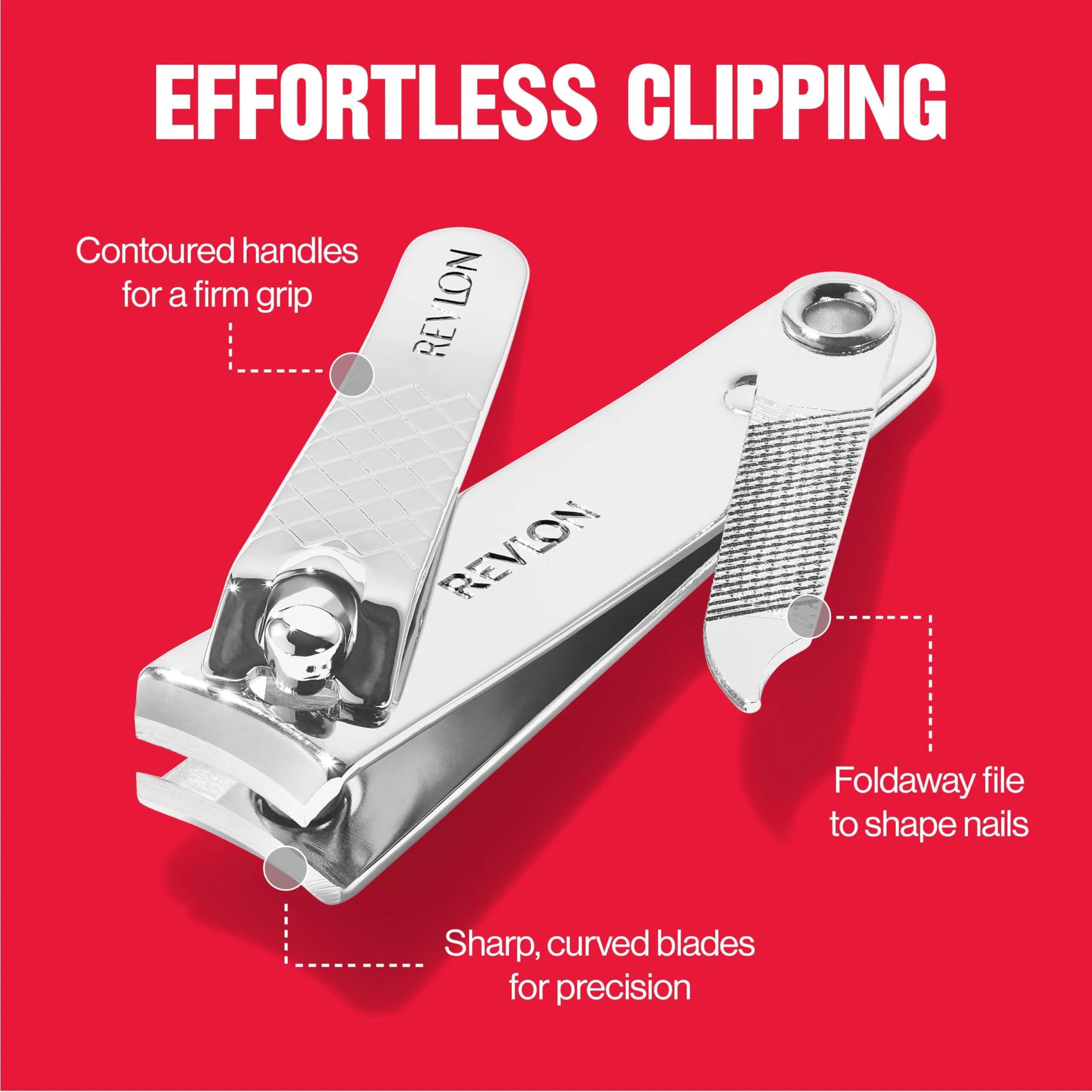 Revlon Nail Clipper With File, Curved Blade for Accurate Trimming & Grooming, Silver (9.5g) - view 5