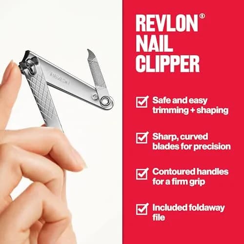 Revlon Nail Clipper With File, Curved Blade for Accurate Trimming & Grooming, Silver (9.5g) thumbnail 3