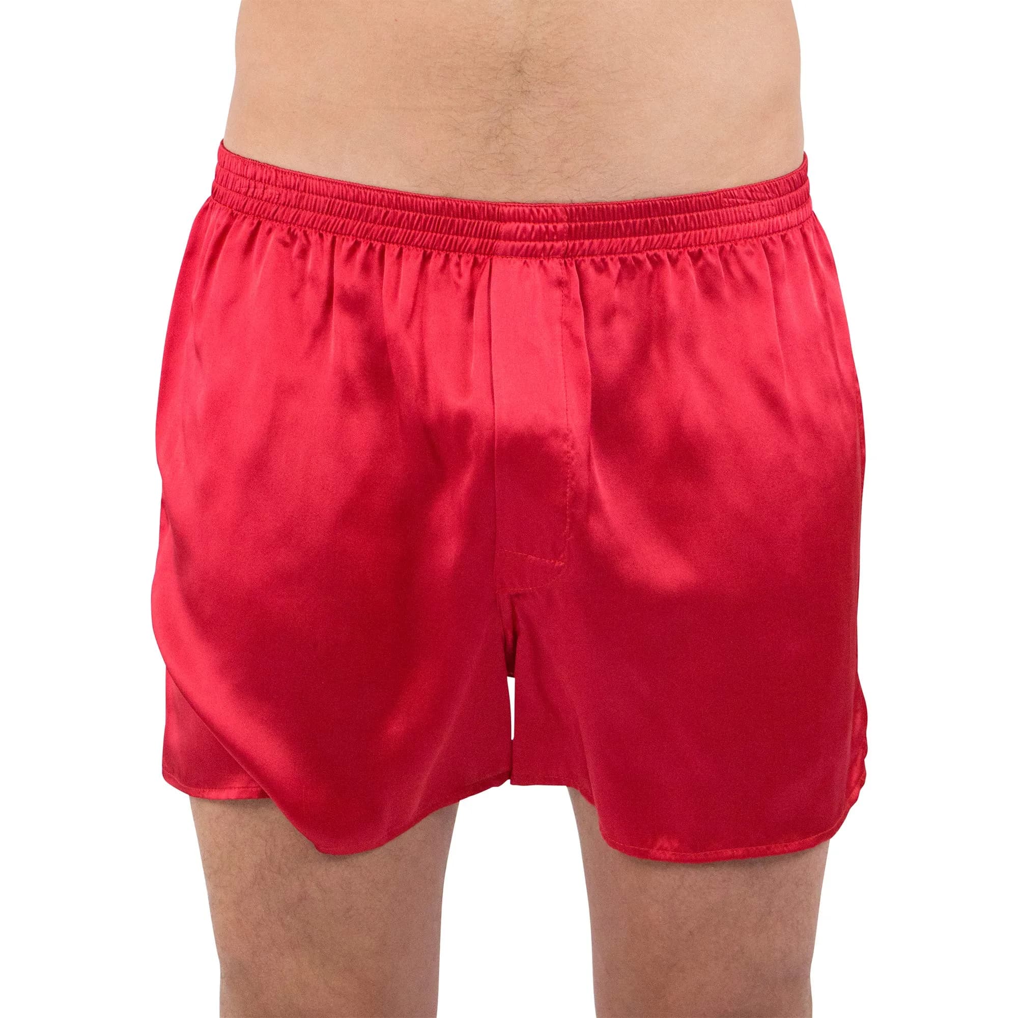 INTIMO Classic Silk Boxers - Big & Tall, Red, 1X | All-Day Comfort & Luxury Silk Feel