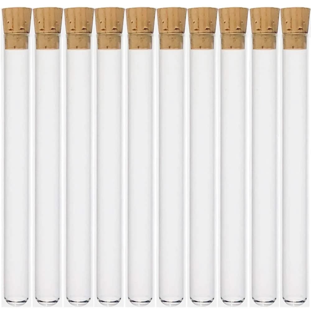 Karter Scientific Borosilicate Glass Test Tubes 16x150mm | 23ml Capacity with Cork Stoppers (Pack of 10) - main product image