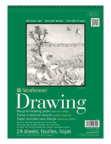 Strathmore Recycled Drawing Paper Pad Wire Bound 9"X12" | 80lb, 24 Sheets, Eco-friendly thumbnail 1