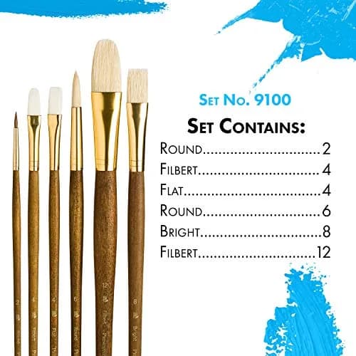 Princeton RealValue Brush Set, Natural, Brown Handle, 6 Piece | Acrylic, Watercolor & Oil thumbnail 3