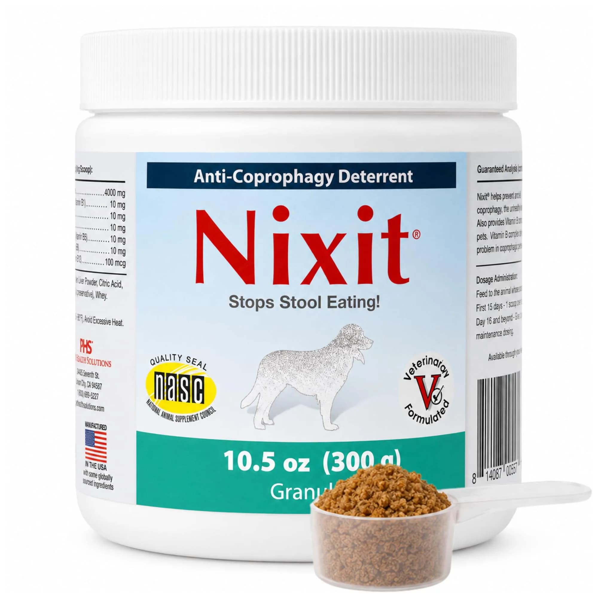Pet Health Solutions Nixit Anti-Coprophagy Supplement Granules 10.5 oz | Deters Stool Eating with Natural Fish & Chicken Liver Flavors