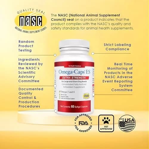 Omega-Caps ES Extra Strength for Large & Giant Dogs 60 Softgel Capsules | Omega-3 & Omega-6 Fatty Acids Support thumbnail 9