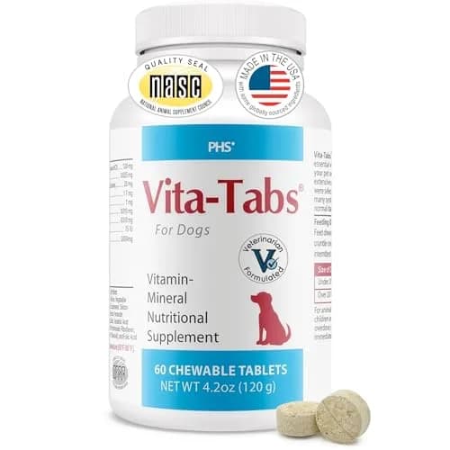 Vita-Tabs Multivitamin & Mineral Supplement for Dogs | Liver Flavored Chewable Tablets for Skin, Coat & Energy, 60 Chews thumbnail 1