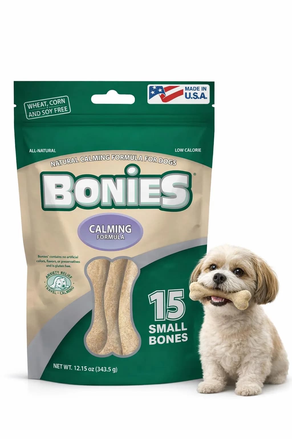 Bonies Natural Calming Formula Small-Sized Dog Bone | Supports Anxiety & Dental Health