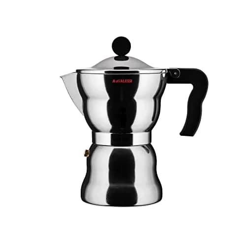 Alessi AAM33/6 Design Espresso Coffee Maker 6 Cups | Aluminum & Thermoplastic Resin, Black Handle thumbnail 1