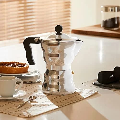 Alessi AAM33/6 Design Espresso Coffee Maker 6 Cups | Aluminum & Thermoplastic Resin, Black Handle thumbnail 5