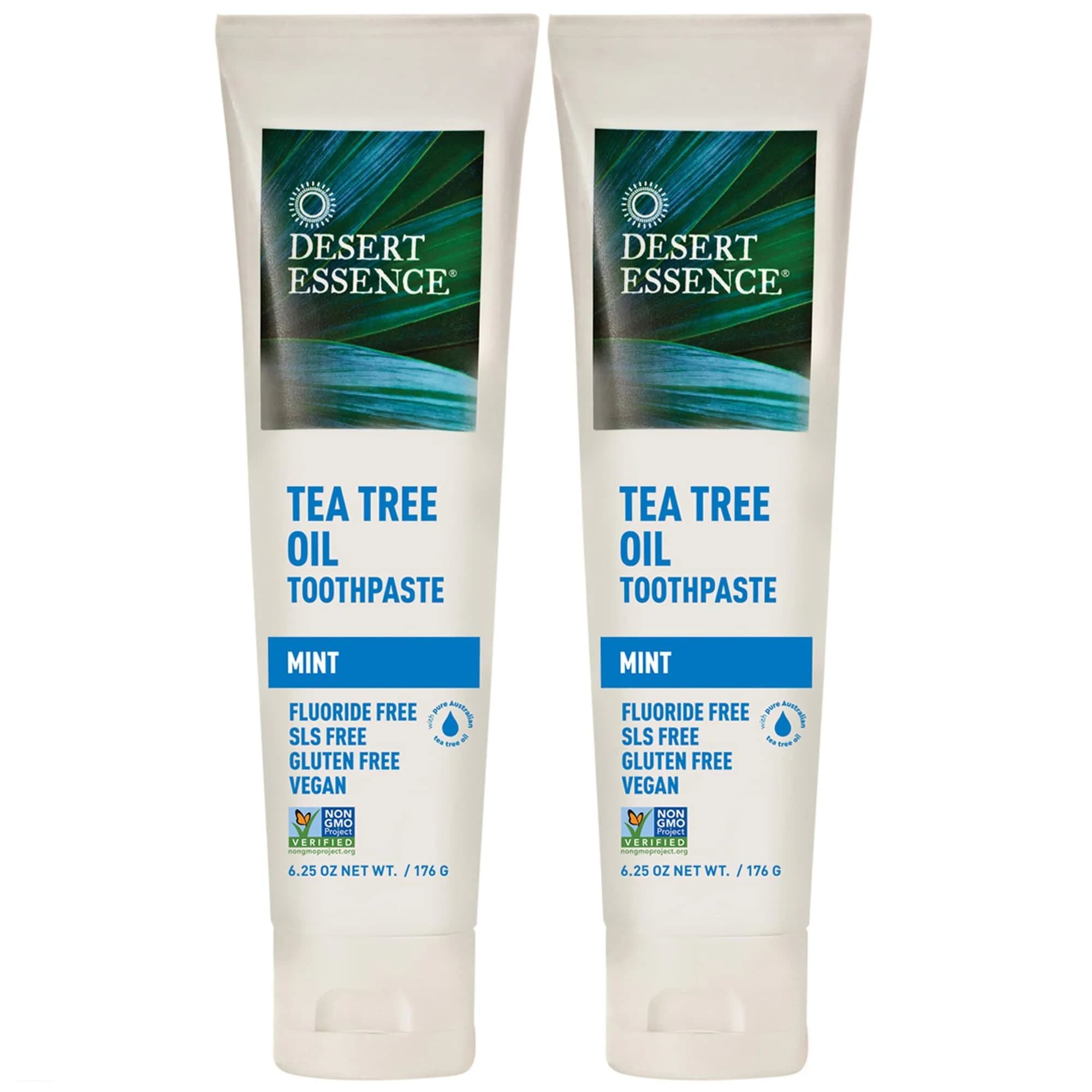 Desert Essence Tea Tree Oil Toothpaste - Mint - 6.25 Oz - Pack of 2 | Deep Cleans Teeth & Gums — Pack of 2