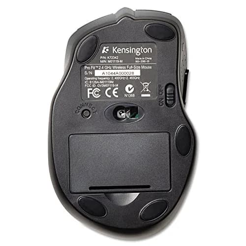 Kensington Pro Fit Full-Size Wireless Mouse (K72370US),Black/Silver | Ergonomic, 1200 DPI, Plug & Play, All-Day Comfort thumbnail 2