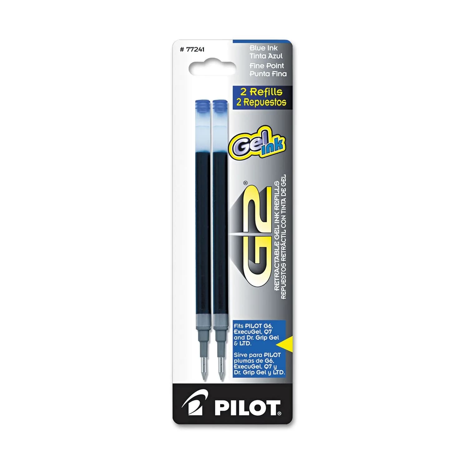 Pilot G2 Gel Ink Refills Fine Point 0.7 mm Blue 2 Count | Longest-Lasting Gel Ink Refills - main product image