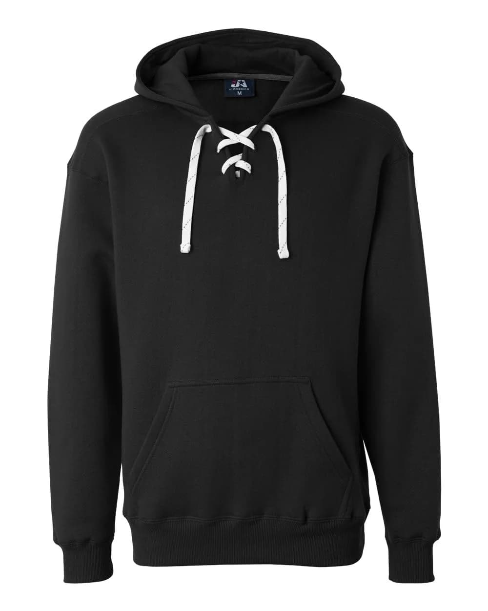 J. America Black Hockey Hood Sweatshirt | 80% Cotton, 20% Polyester | Large — 3X-Large