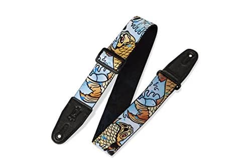 Levy's 2" Wide Polyester Guitar Strap with Genuine Leather Ends; Large Koi Fish Motif; 35-65" Adjustable Length | Inspires Good Fortune thumbnail 1