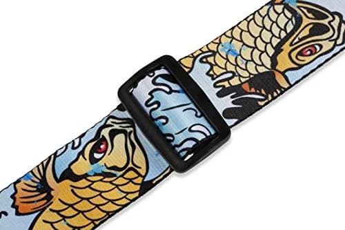 Levy's 2" Wide Polyester Guitar Strap with Genuine Leather Ends; Large Koi Fish Motif; 35-65" Adjustable Length | Inspires Good Fortune thumbnail 3