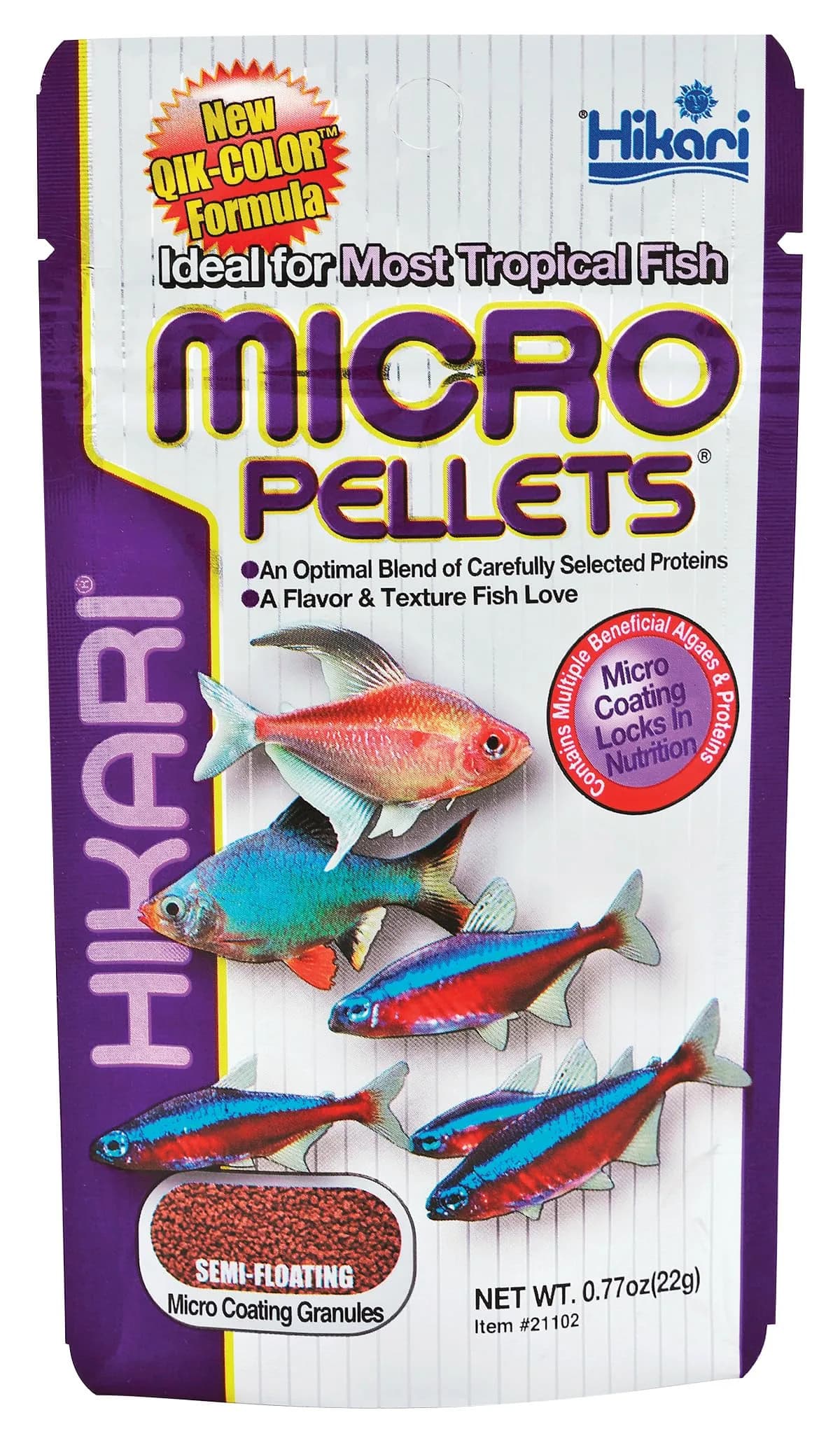 Hikari Micro Pellets Semi-Floating Fish Food 22g (0.77 oz) | Ideal for Small-Mouthed Freshwater Fish