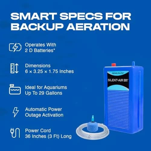 Penn-Plax Silent-Air Aquarium Air Pump with Battery Backup for Fish Tanks up to 29 Gallons | Emergency Power Outage Support (120 chars) thumbnail 5