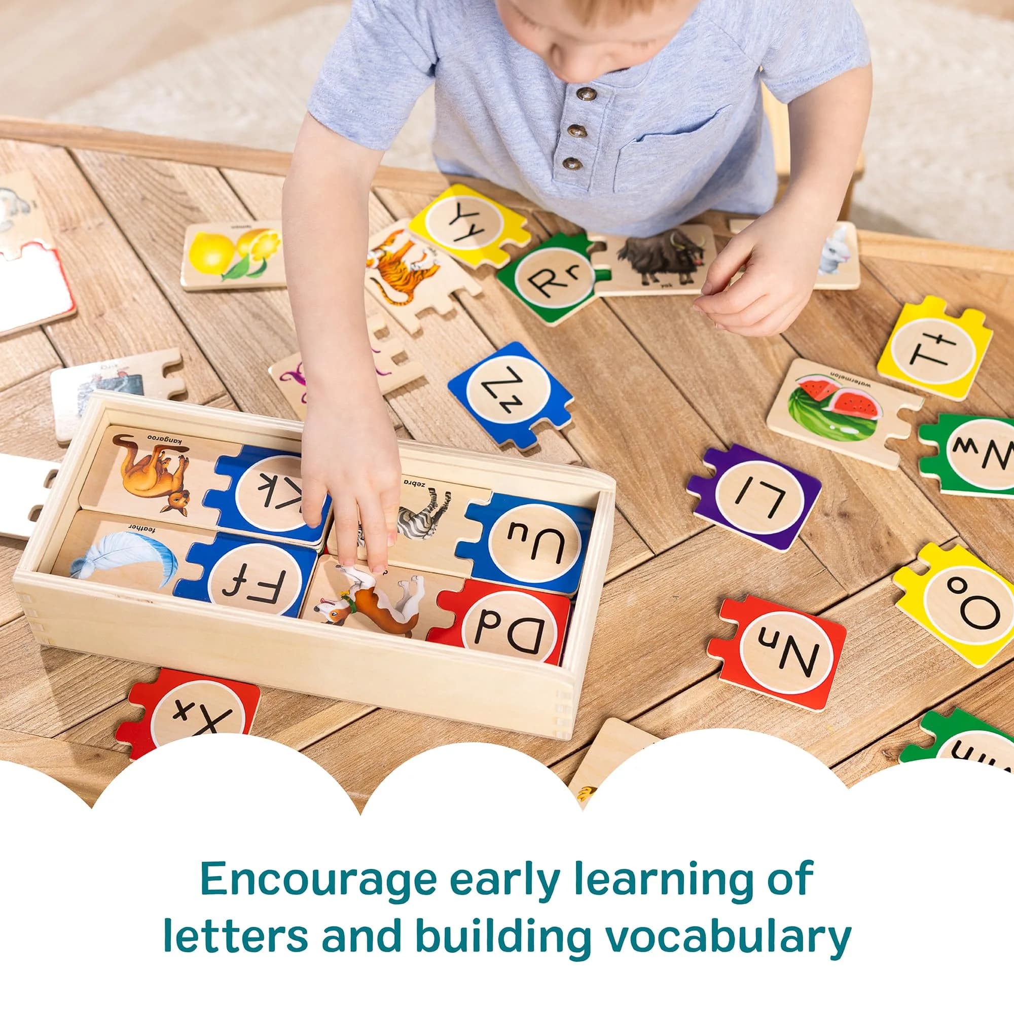 Melissa & Doug Self-Correcting Alphabet Wooden Puzzles with Storage Box (52 pcs) | Educational ABC Puzzles for Kids Ages 4+ - view 6