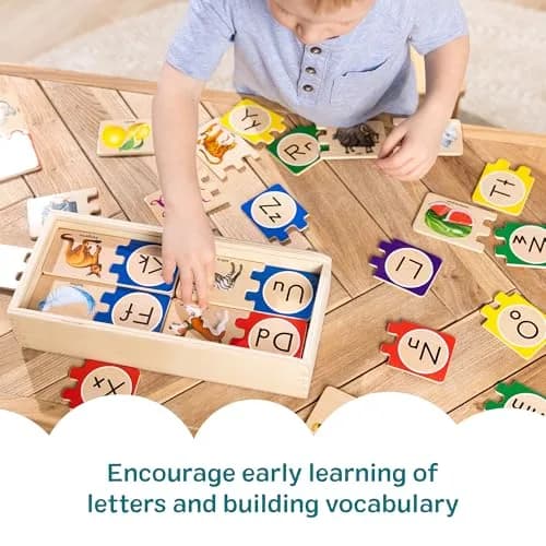 Melissa & Doug Self-Correcting Alphabet Wooden Puzzles with Storage Box (52 pcs) | Educational ABC Puzzles for Kids Ages 4+ thumbnail 6