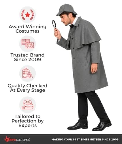 fun shack Sherlock Holmes Costume Men, Detective Costume M | Victorian Detective Look thumbnail 5