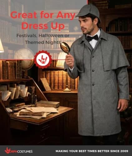 fun shack Sherlock Holmes Costume Men, Detective Costume M | Victorian Detective Look thumbnail 6
