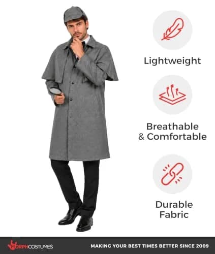 fun shack Sherlock Holmes Costume Men, Detective Costume M | Victorian Detective Look thumbnail 7