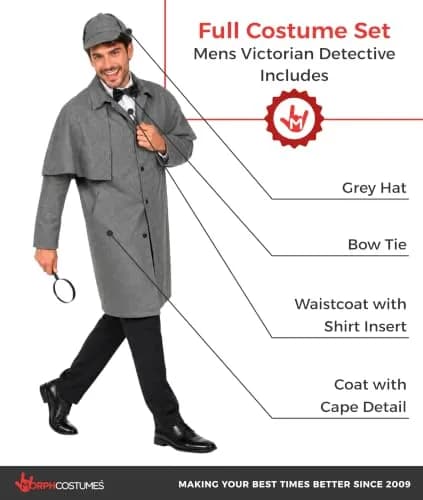 fun shack Sherlock Holmes Costume Men, Detective Costume M | Victorian Detective Look thumbnail 2