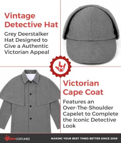 fun shack Sherlock Holmes Costume Men, Detective Costume M | Victorian Detective Look thumbnail 3
