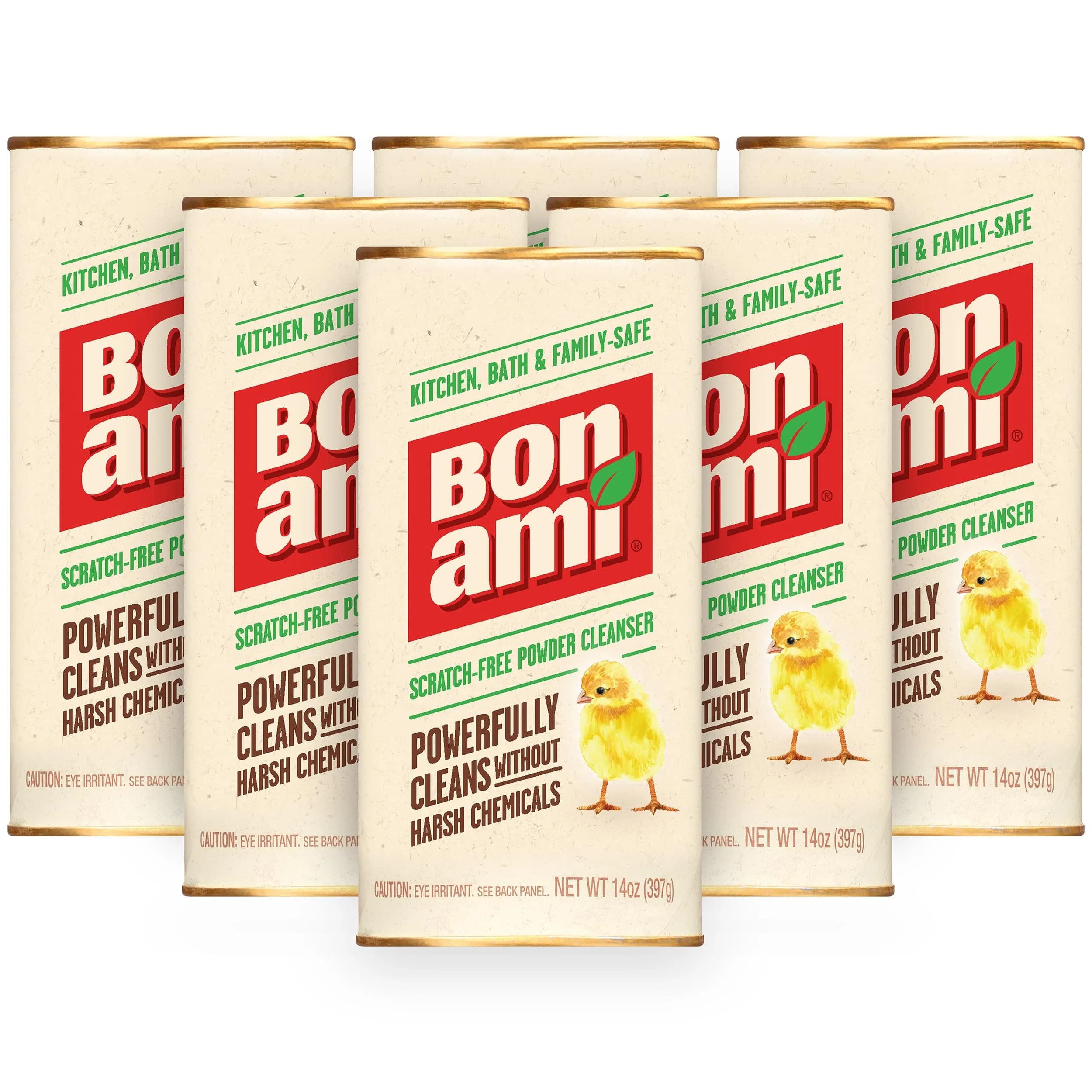 BON AMI Powder Cleanser for Kitchens & Bathrooms - All Types of Surfaces, Cleans Grime & Dirt, Polishes Surfaces, Absorbs Odors (4 Pack, 14oz / 397g) — Set of 6