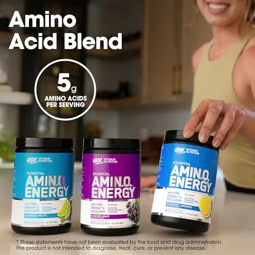 Optimum Nutrition Amino Energy Powder Orange Cooler 270g (9.5 Oz) | BCAAs & Caffeine for Energy & Focus thumbnail 5