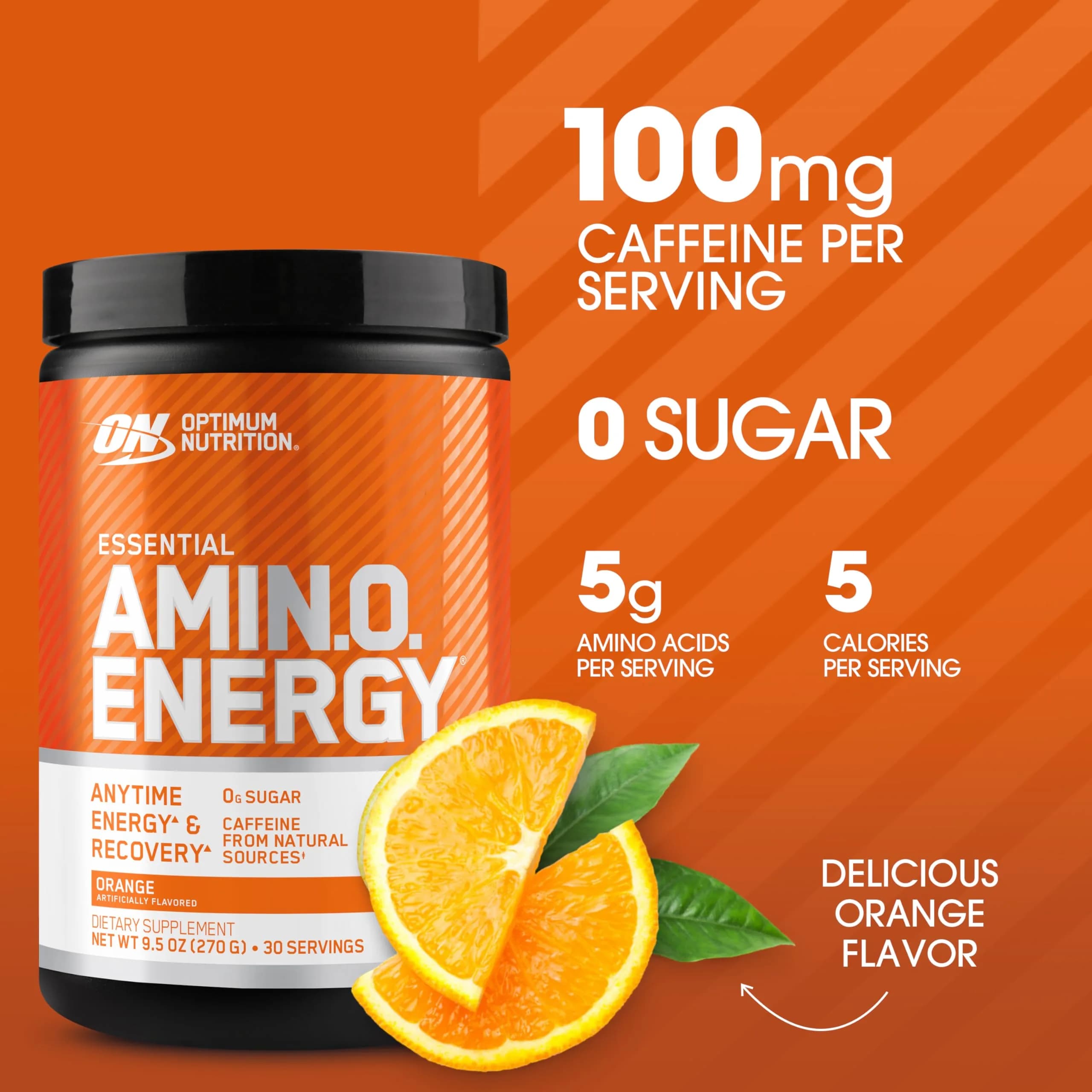 Optimum Nutrition Amino Energy Orange Cooler - BCAA & Energy Blend for Workouts (9.5 Oz) - view 2