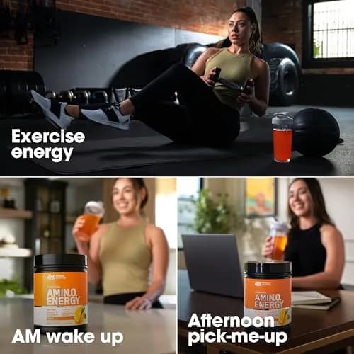 Optimum Nutrition Amino Energy Powder Orange Cooler 270g (9.5 Oz) | BCAAs & Caffeine for Energy & Focus thumbnail 3