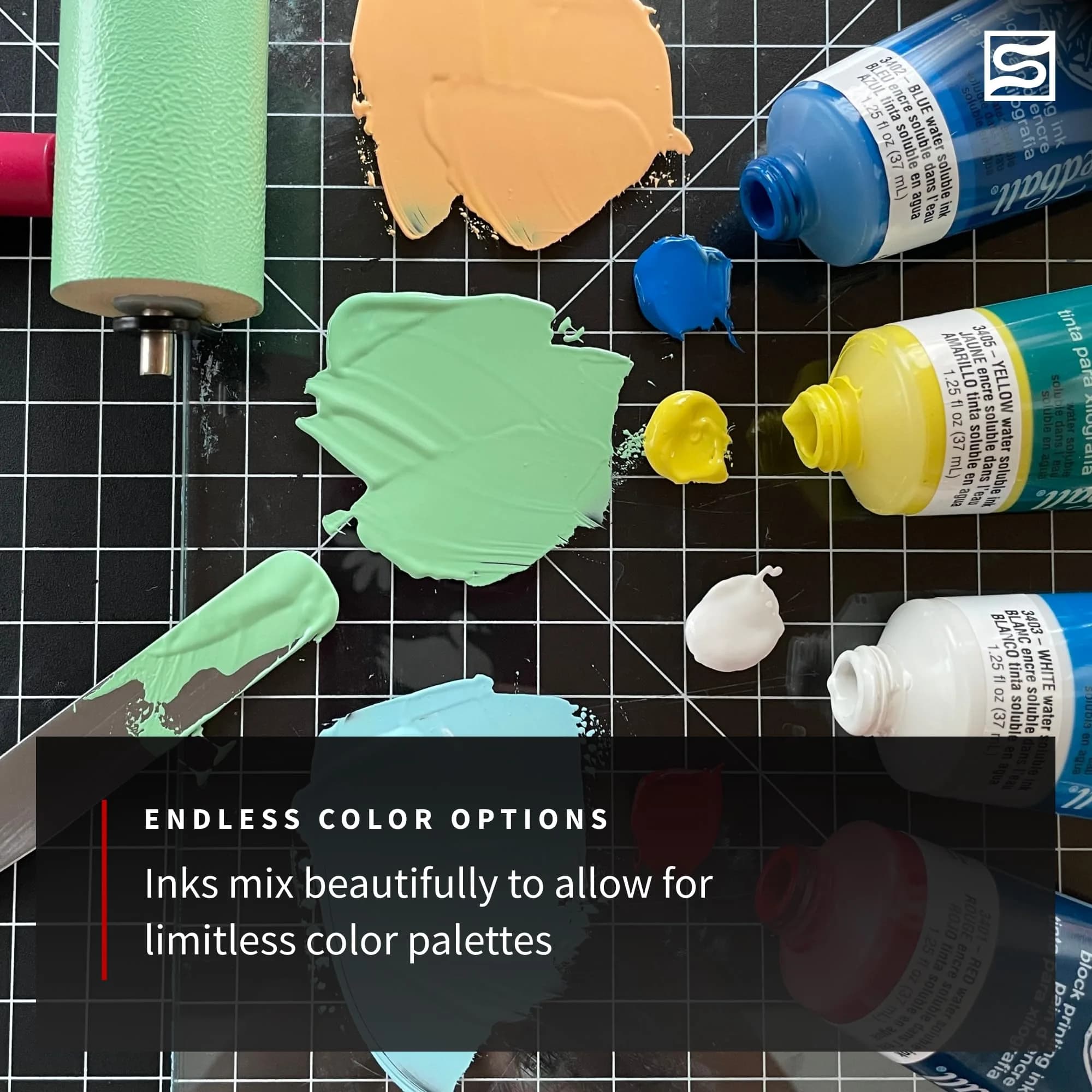 Speedball Water-Soluble Block Printing Ink Set – 4 Bold Colors 37ml (1.25 Fl Oz) | Satiny Finish for Lino & Fabric - view 7