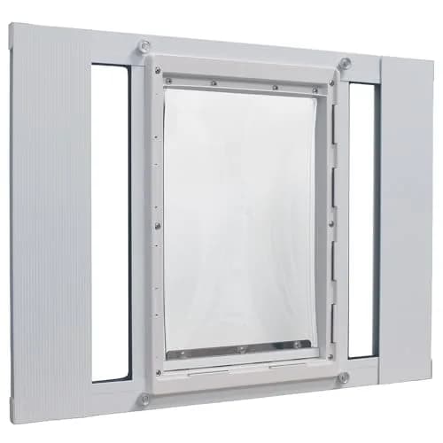 Ideal Pet Products Aluminum Sash Window Pet Door | Large Flap Size 10-1/2" x 15" | Adjustable Width 27"-32" thumbnail 1