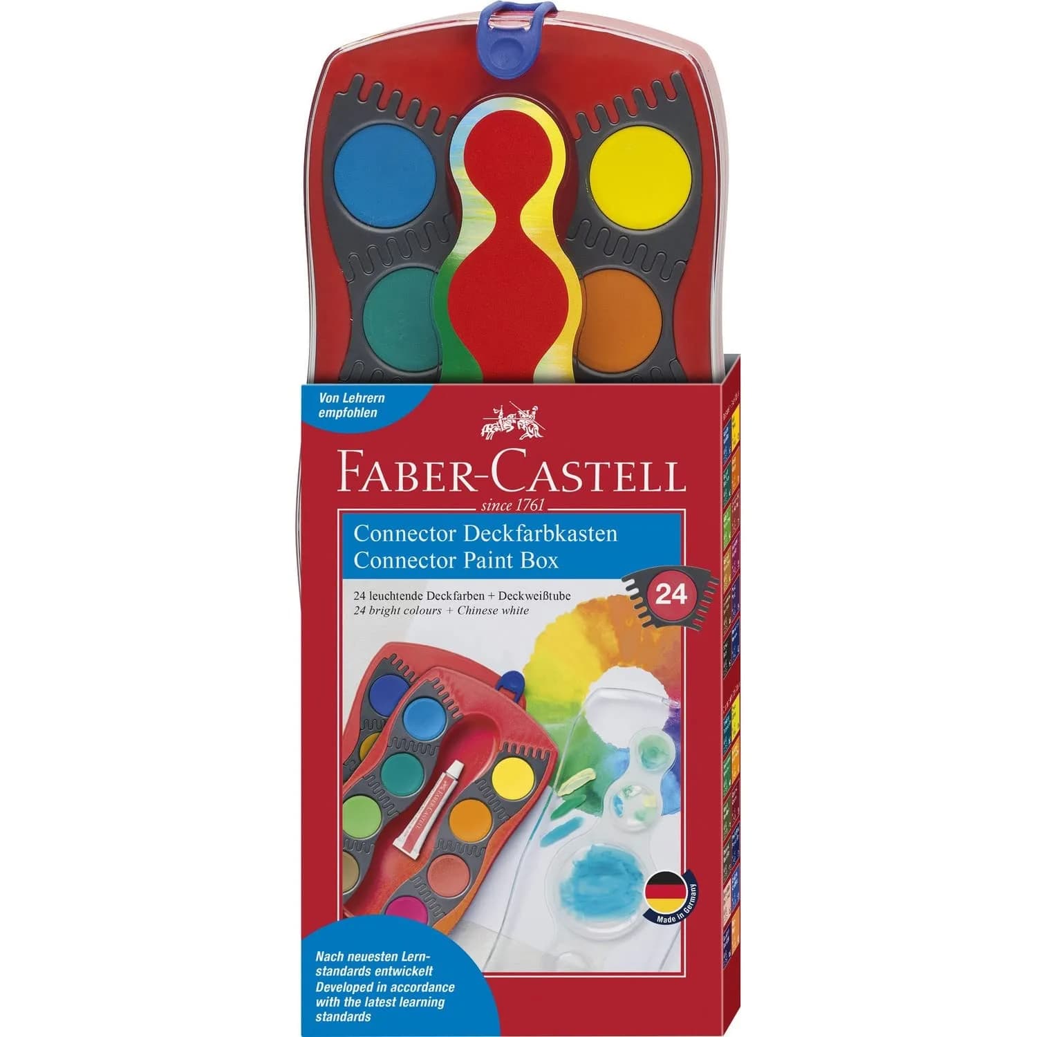 Faber-Castell Connector Watercolor Paint Set, 24 Colors, 7mm Pans | Non-Toxic & Washable Art Supplies for Kids — 0.04 Ounce