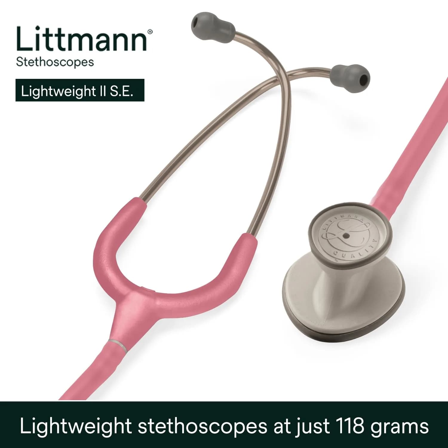 3M Littmann Lightweight II S.E. Stethoscope, 28" Pearl Pink Tube | Tunable Diaphragm & Dual-Sided Chestpiece - view 2