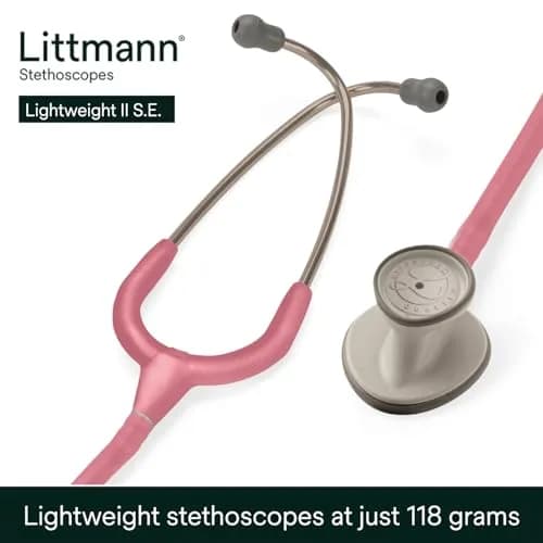 3M Littmann Lightweight II S.E. Stethoscope, 28" Pearl Pink Tube | Tunable Diaphragm & Dual-Sided Chestpiece thumbnail 2