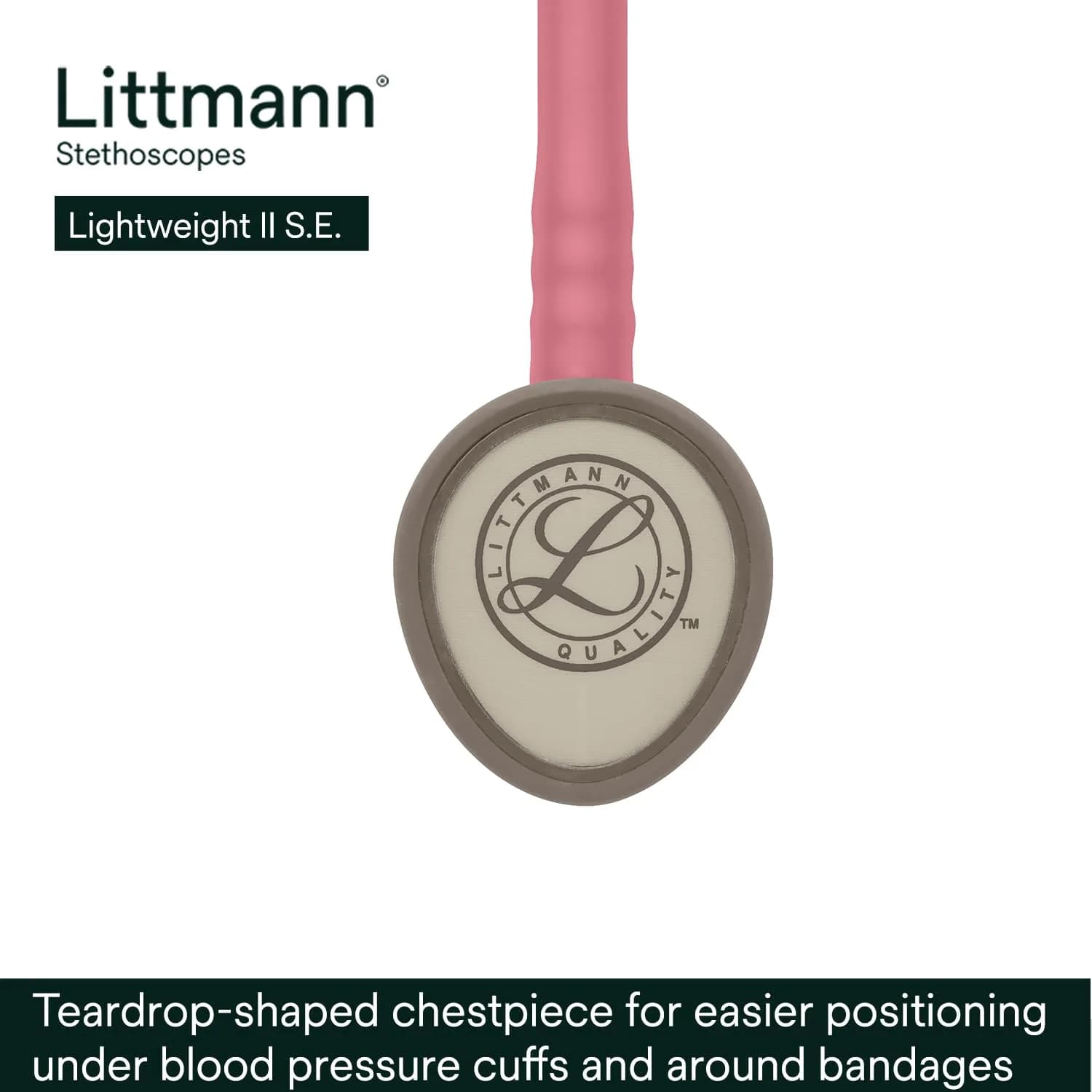 3M Littmann Lightweight II S.E. Stethoscope, 28" Pearl Pink Tube | Tunable Diaphragm & Dual-Sided Chestpiece - view 3