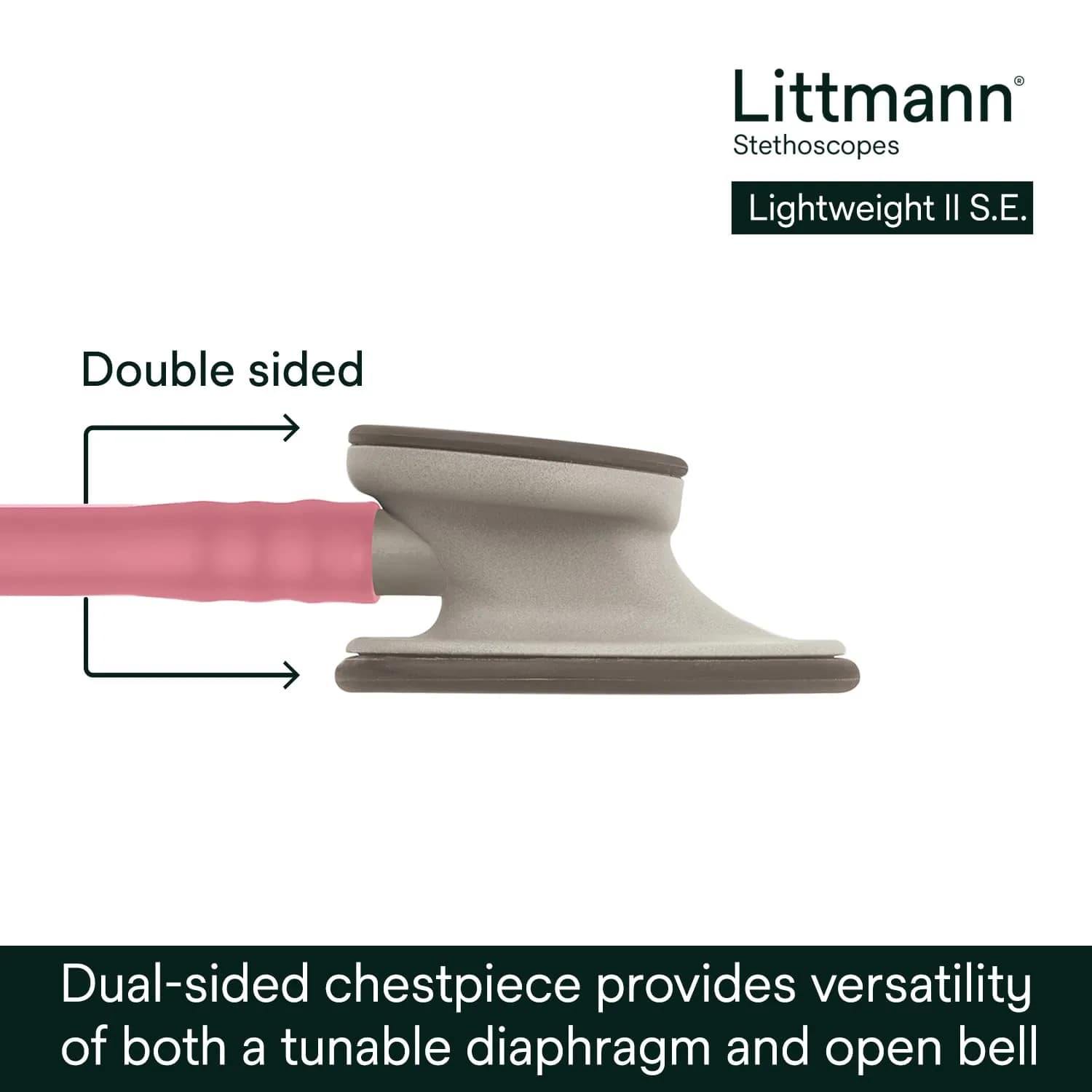 3M Littmann Lightweight II S.E. Stethoscope, 28" Pearl Pink Tube | Tunable Diaphragm & Dual-Sided Chestpiece - view 4