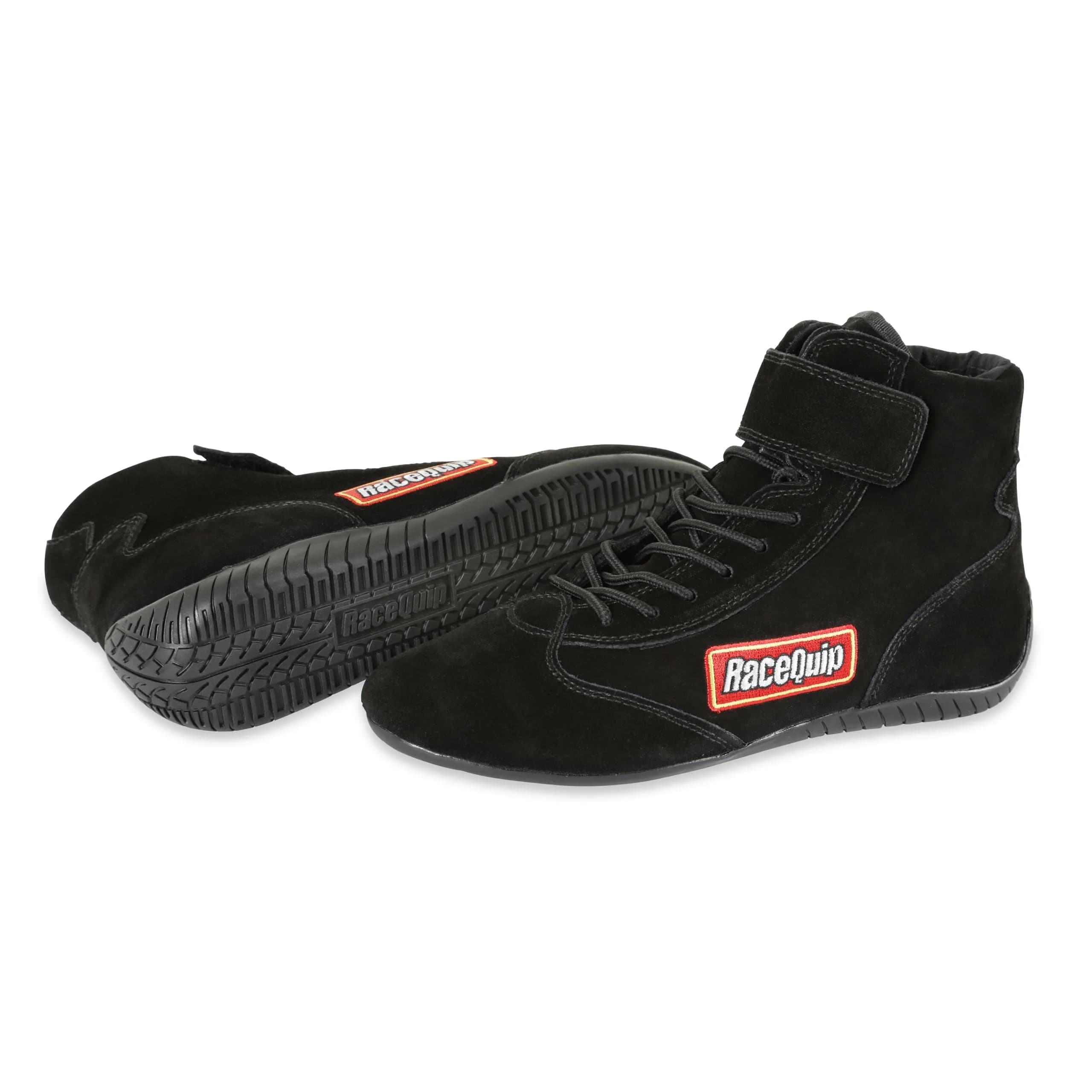 RaceQuip Racing Shoes Mid-Top SFI 3.3/5 Black Size 12 | Flame Retardant Suede Leather — 12 Narrow