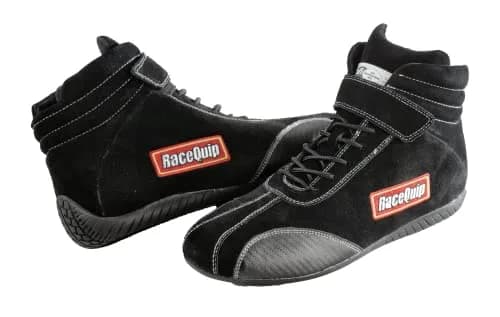 RaceQuip 305 Euro Carbon L Driving Shoes SFI 3.3/5 Black Size 1 | Flame Retardant Suede Leather, Lightweight, Comfort thumbnail 1