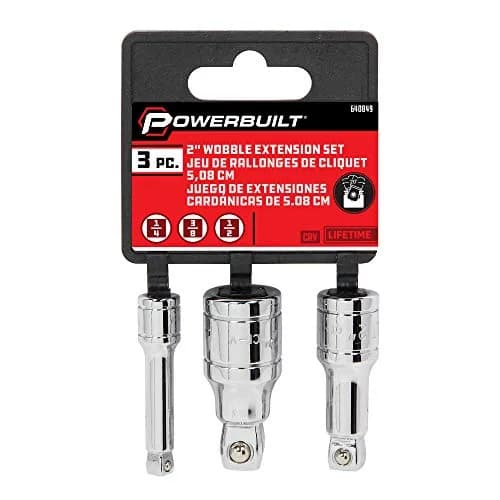 Powerbuilt 3-Piece Wobble Extension Set 1/4" 3/8" 1/2" | Up to 25° Flexibility, Chrome Vanadium Steel thumbnail 5