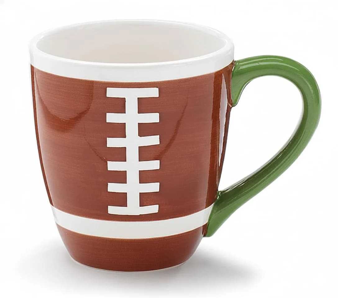 burton+BURTON Hand-Painted Ceramic Football Mug 414ml (14 oz) | Realistic 3D Dimpled Texture Sports Cup - main product image